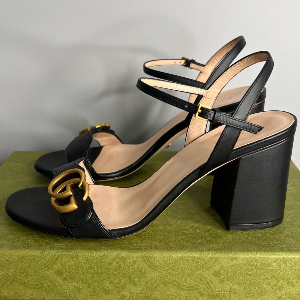 Gucci AUTHENTIC Marmont High Block Heel Sandal - Picture 4 of 17